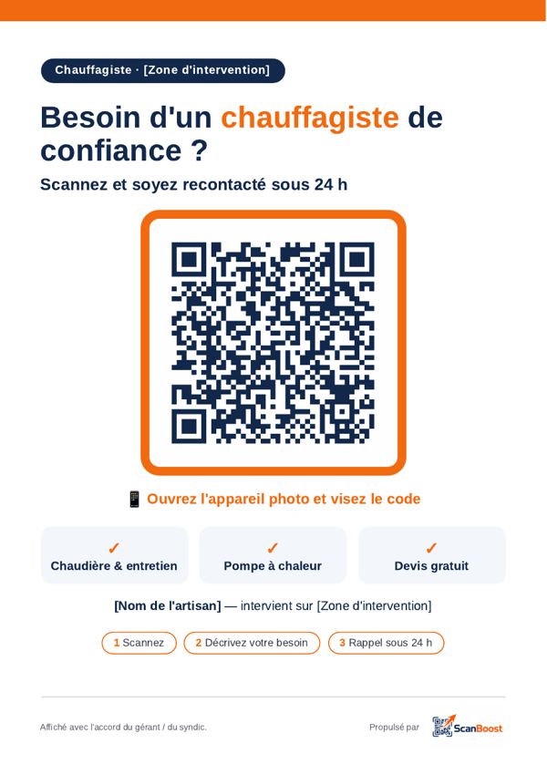 Exemple d'affiche ScanBoost – Chauffagiste