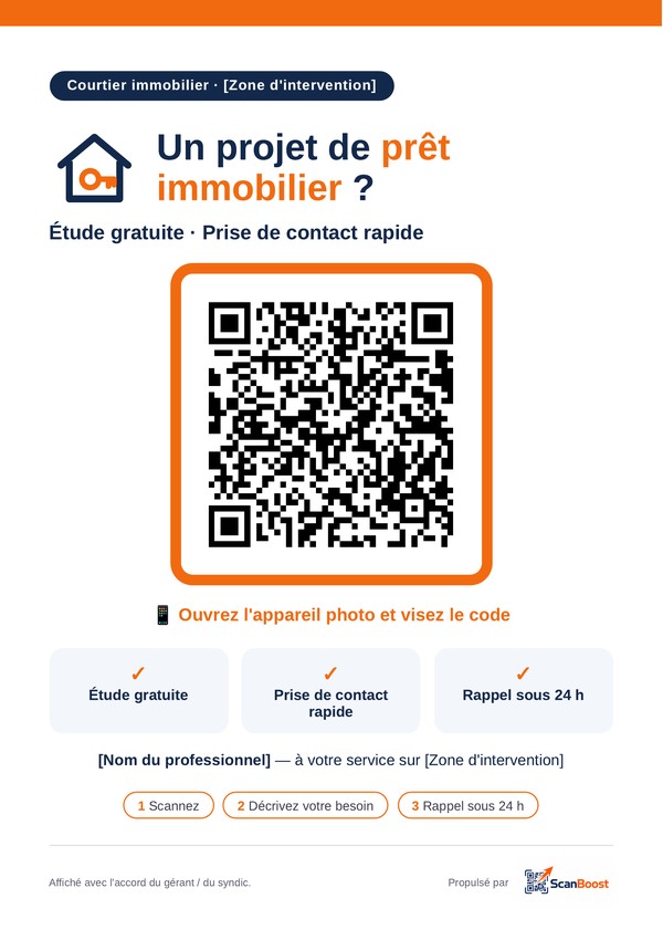 Exemple d'affiche ScanBoost – Courtier immobilier