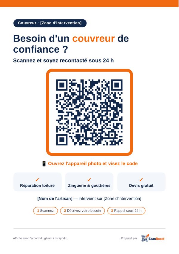 Exemple d'affiche ScanBoost – Couvreur